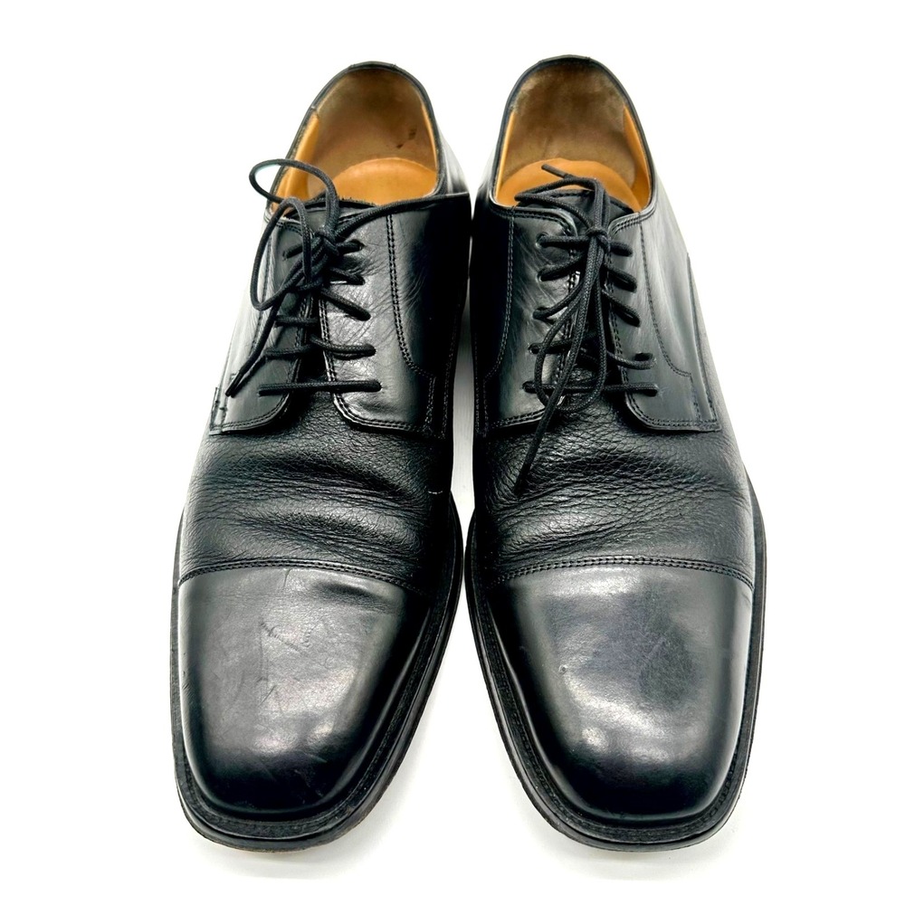 Johnston & Murphy Men's Black Leather Cap Toe 10M Dress Shoes 15 0671 - Picture 2 of 5